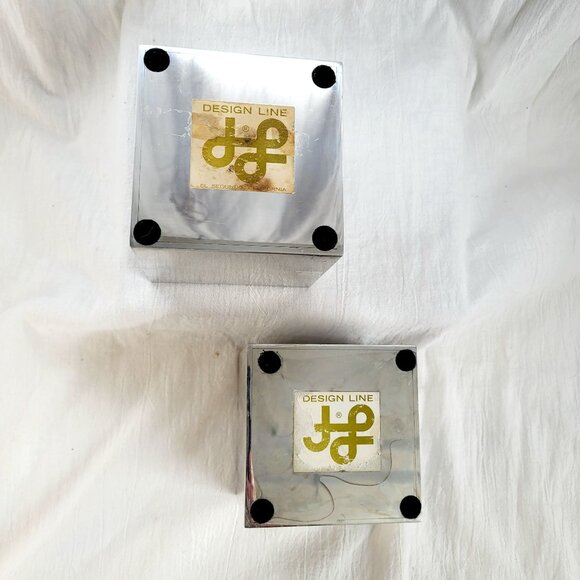 Nickled Chrome Cube Set of 2  by Design Line El Segundo California - Picture 4 of 6